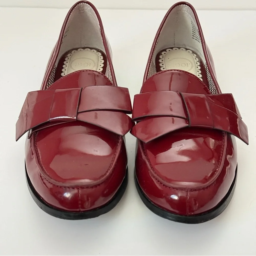1901 Burgundy Patent Loafers Leather With Bows Size 9M